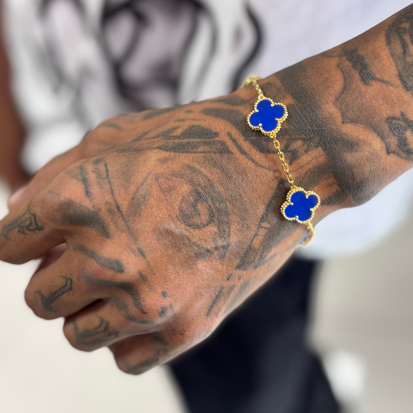 Pulso Trébol Azul Rey/Gold