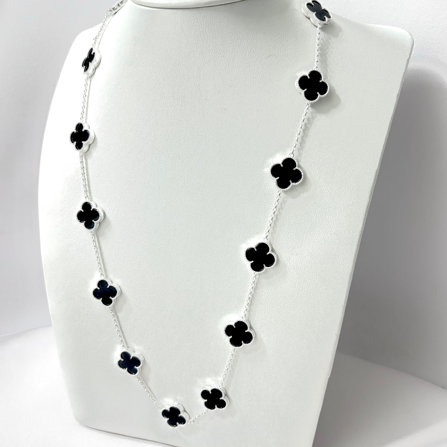 Cadena Trébol Black Silver