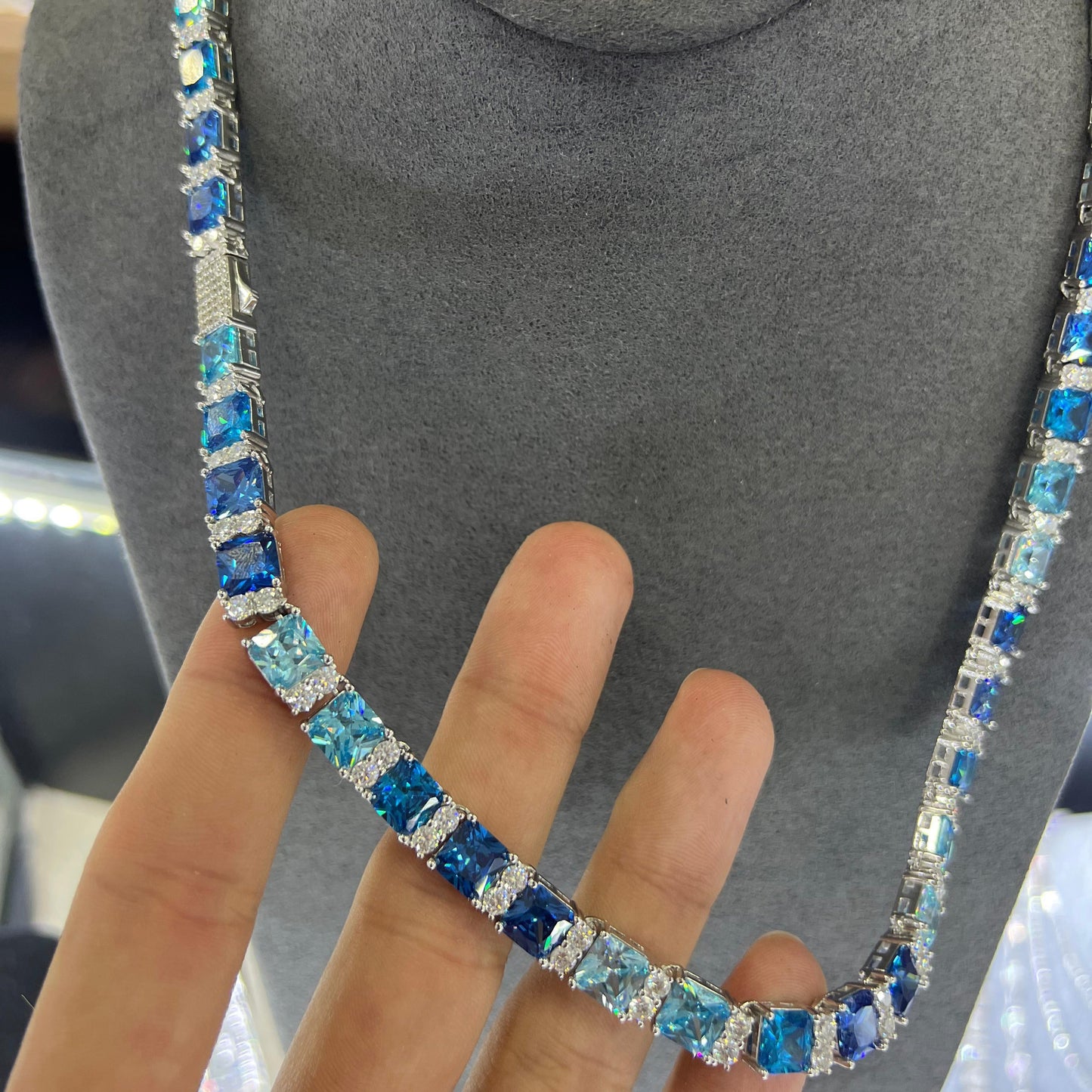 Cadena Blue Ice Block VVS