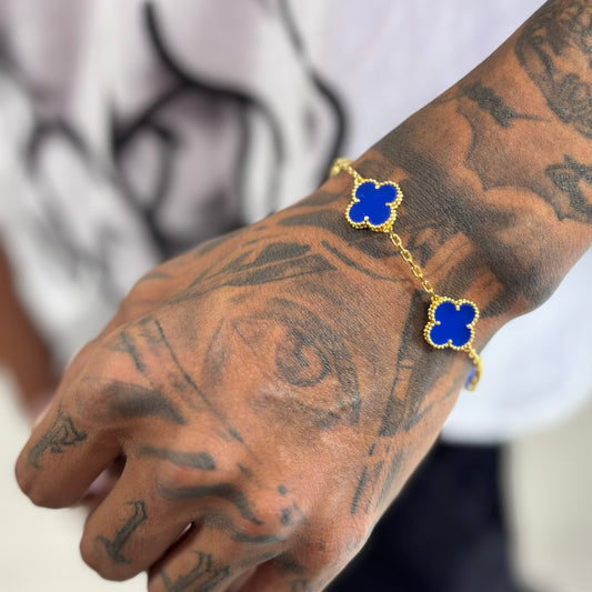 Pulso Trébol Azul Rey/Gold