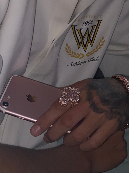 Anillo Cruz Rose Full Ice