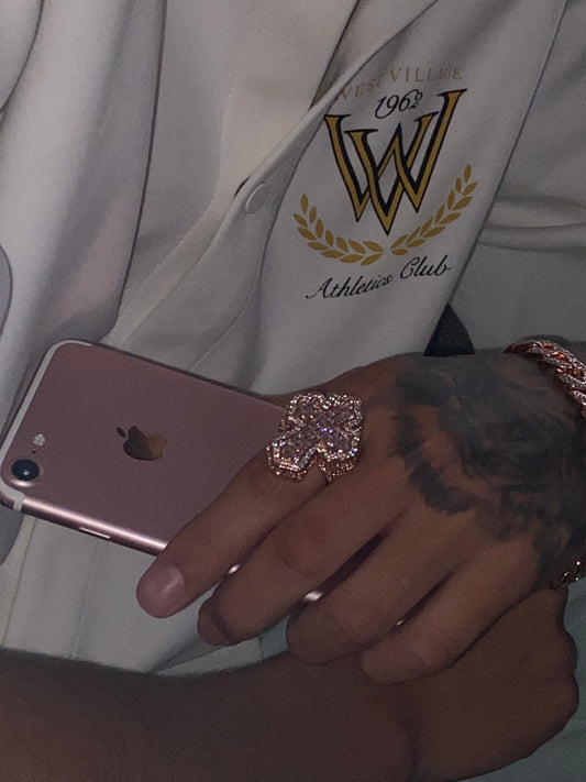 Anillo Cruz Rose Full Ice