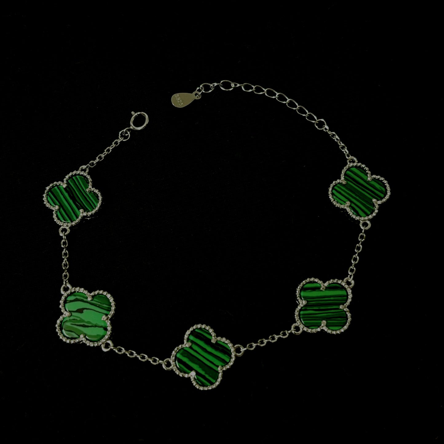 Pulso Trébol Green Silver