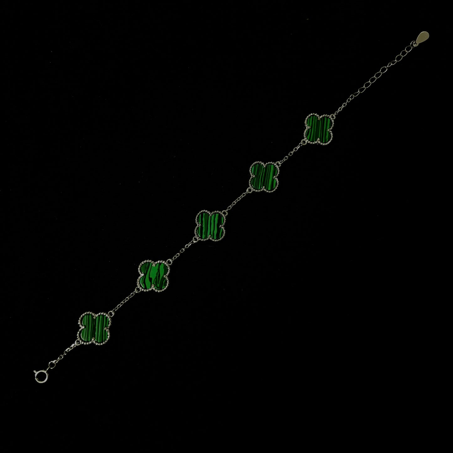 Pulso Trébol Green Silver