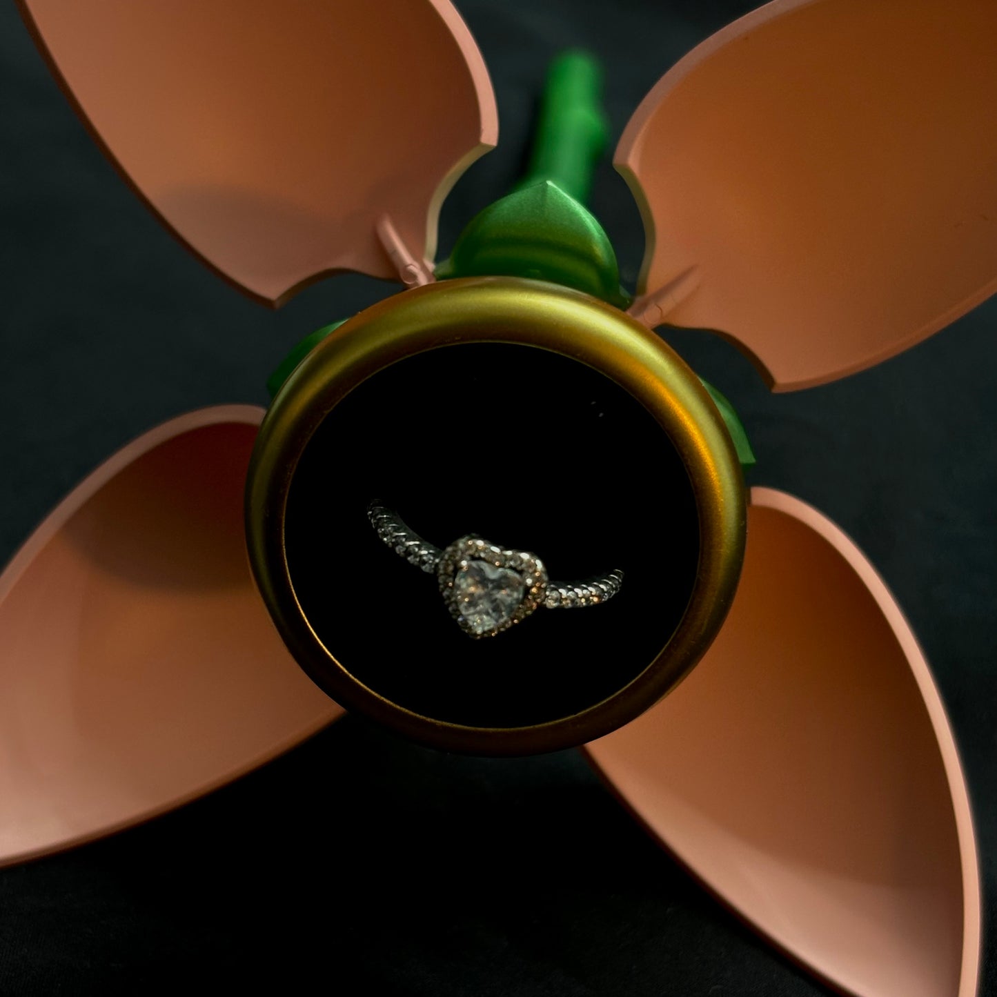 Anillo con pétalo de rosa sorpresa