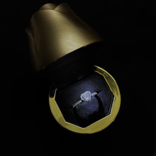 Anillo con estuche de rosa led