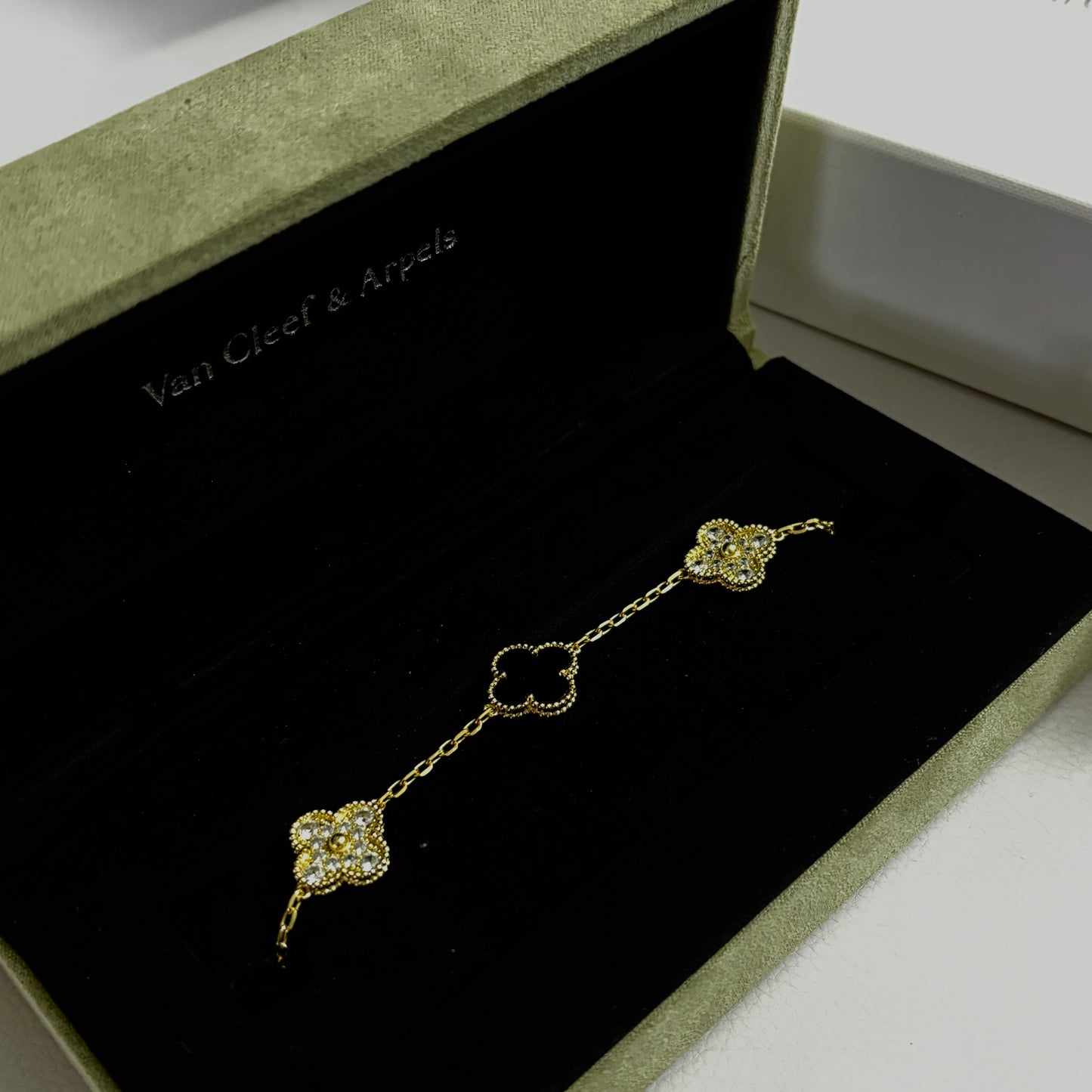 Pulso Trébol Black/Gold Ice