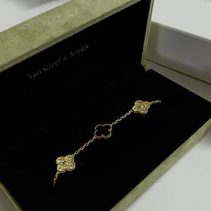 Pulso Trébol Black/Gold Ice