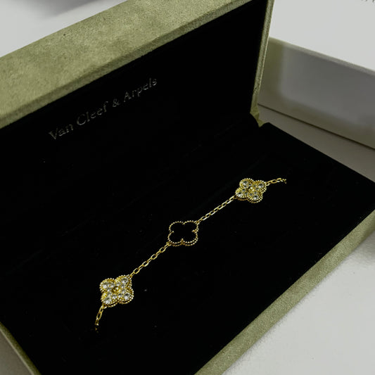 Pulso Trébol Black/Gold Ice