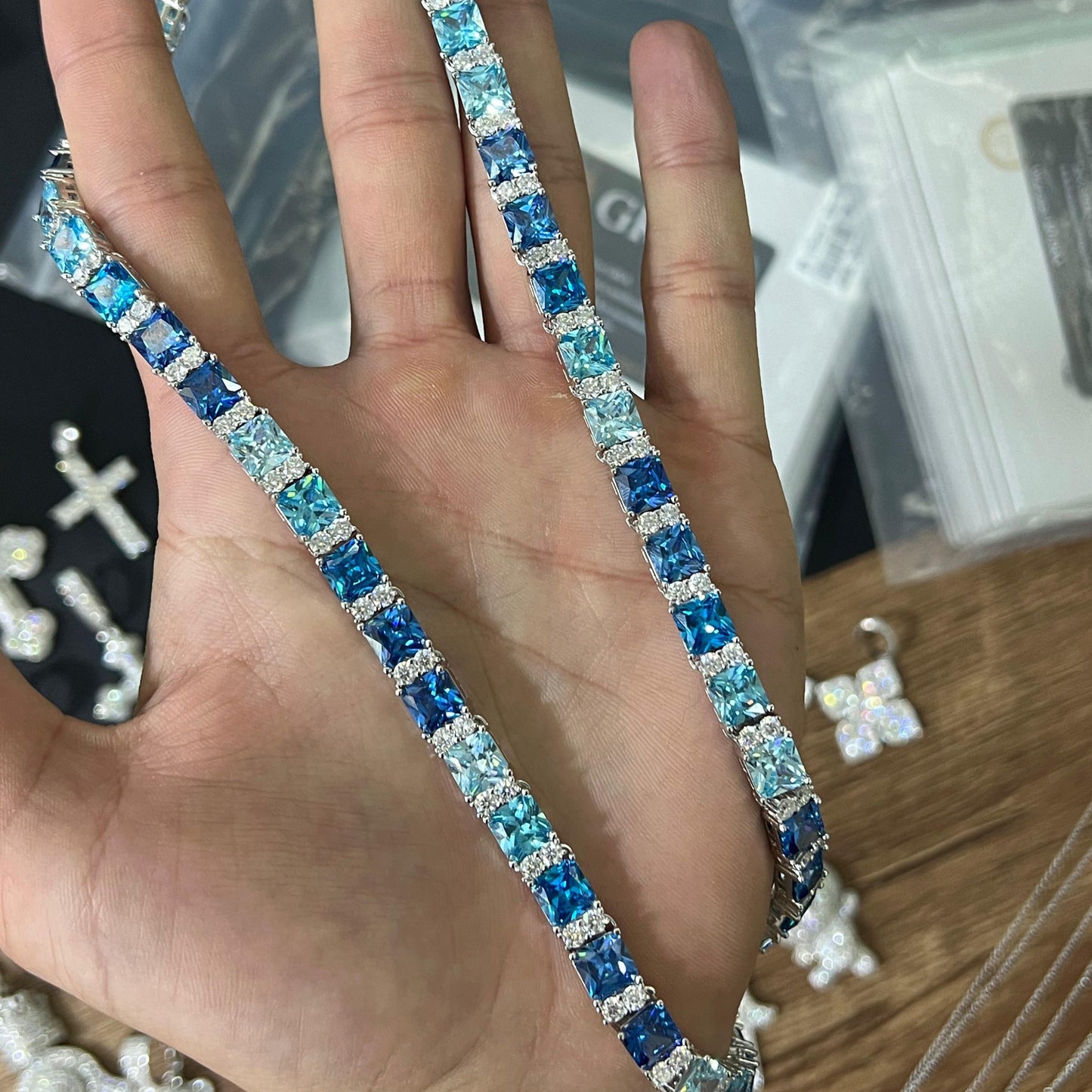 Cadena Blue Ice Block VVS